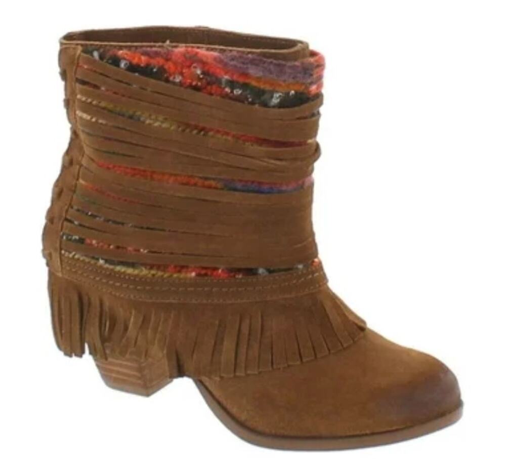 Naughty Monkey Tallyho Fringed Leather Booties Size 8